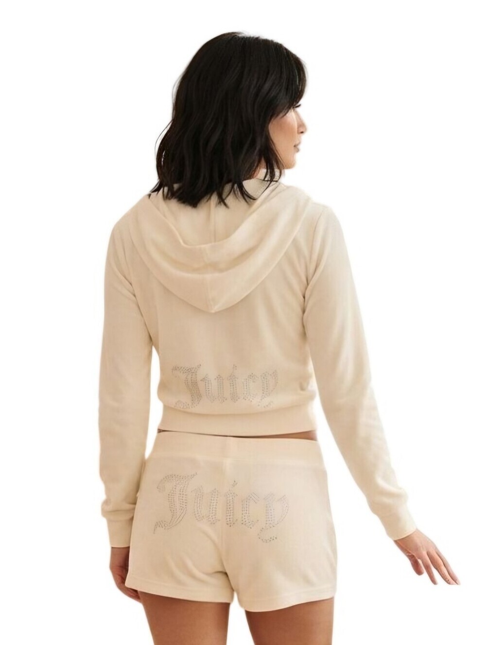 Juicy Couture NWT Big Bling Velour Hoodie Short Lounge Set Pockets Size XL